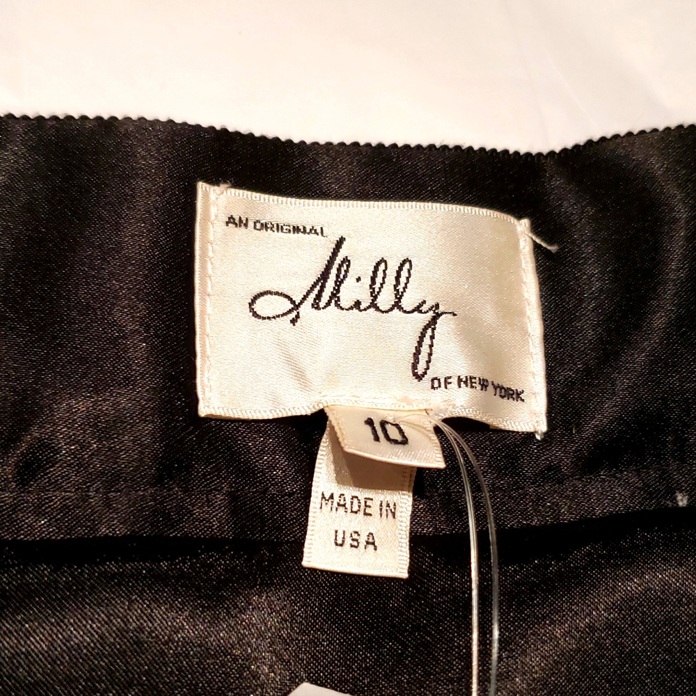 MILLY of New York New Mini Skirt Ribbon Waist Trim Wool Mohair BLACK Women's 10 - Picture 6 of 12